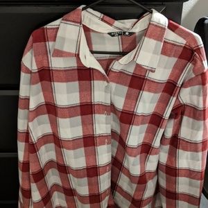 NWOT Riders Red Plaid Fleece Button Up Shirt